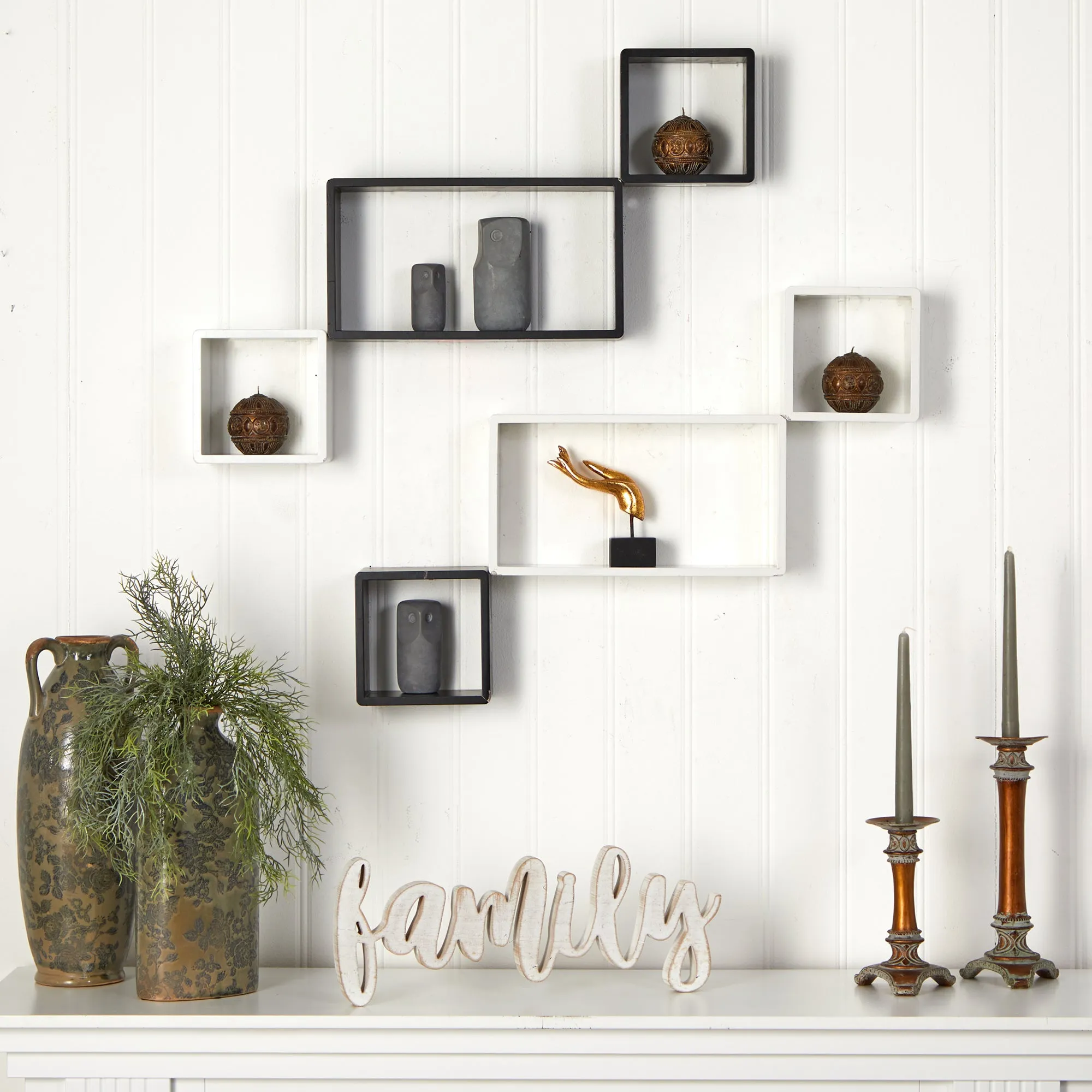 15" Modern Wall Art Decor Floating Shelves (Set of 6)