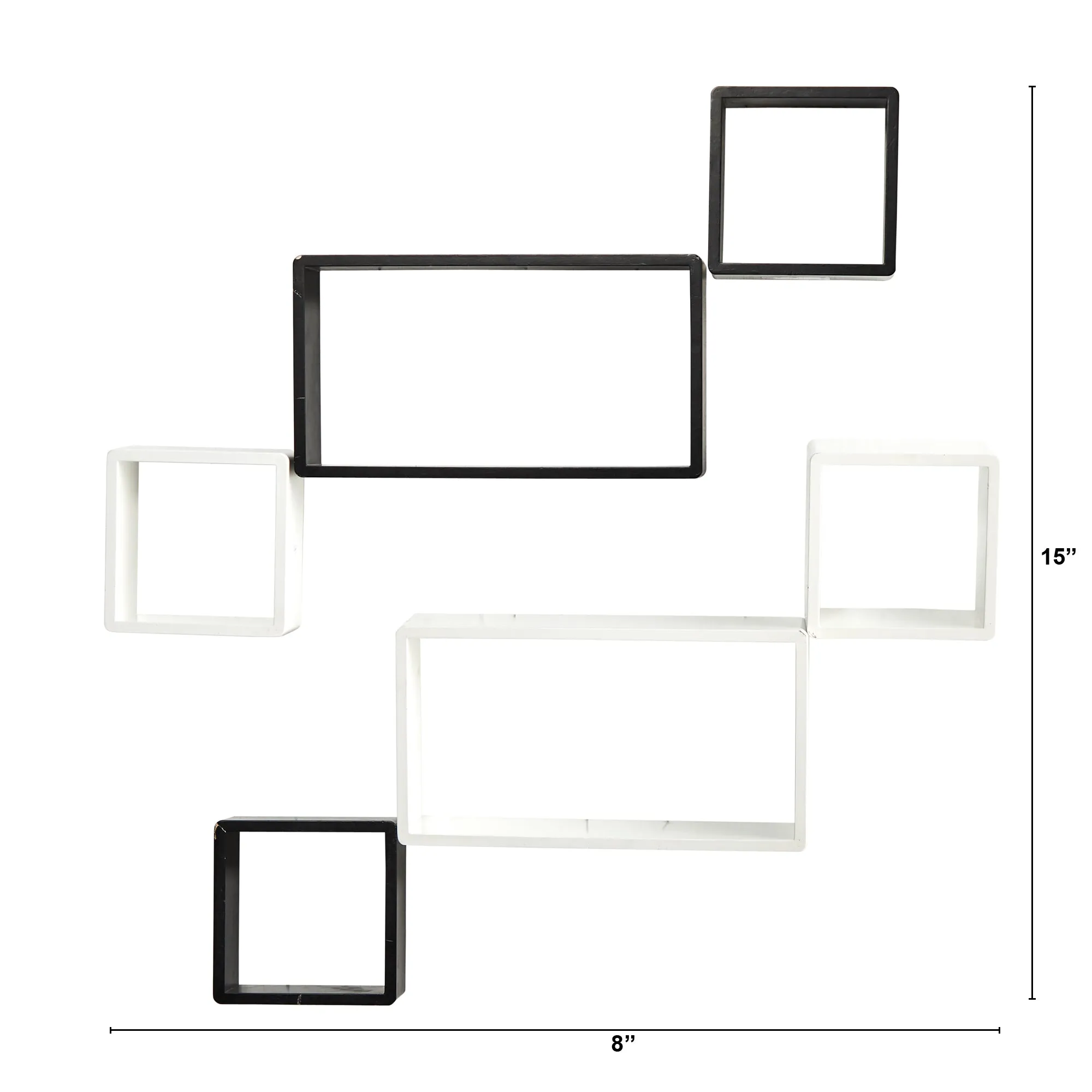 15" Modern Wall Art Decor Floating Shelves (Set of 6)