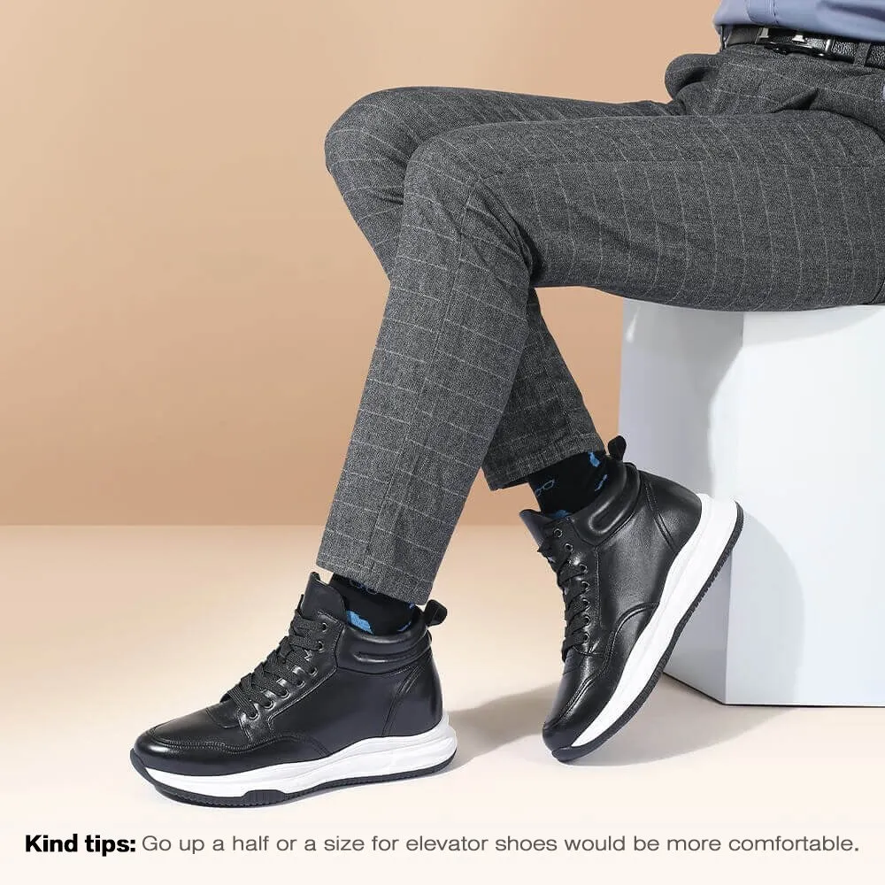7 CM/2.76 Inches CMR CHAMARIPA Height-Increasing Sneakers - Elevate Your Style with Black High Top Sneakers