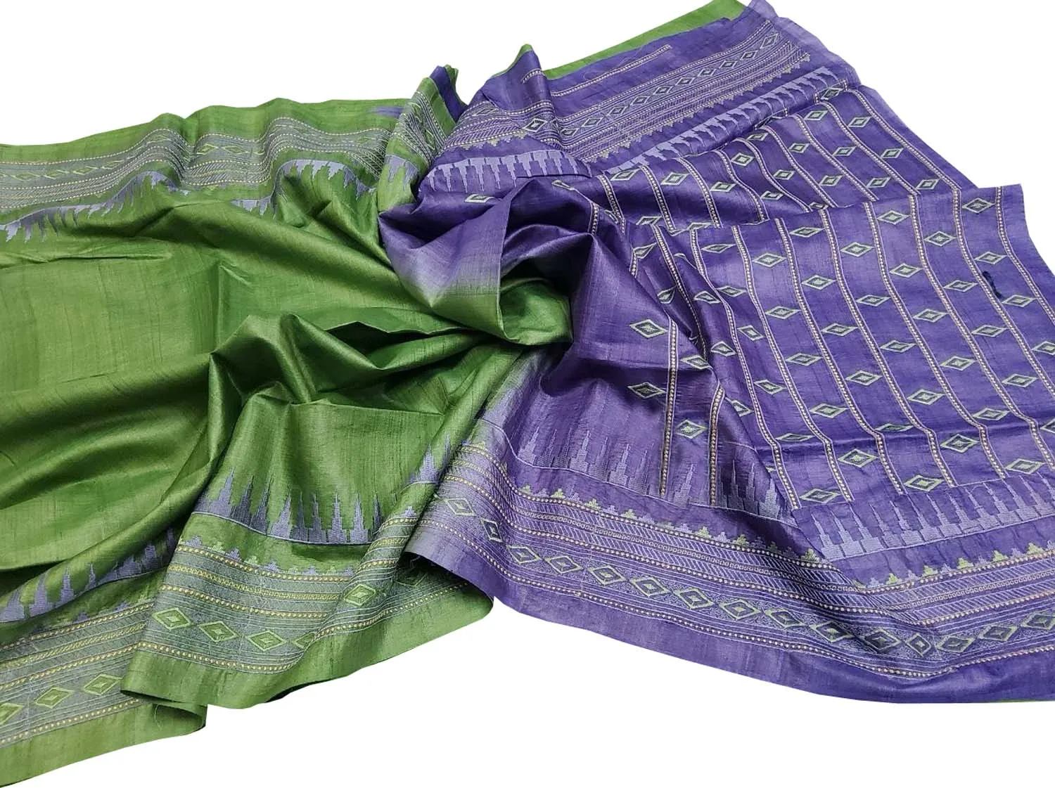 Elegant Green Moonga Tussar Silk Embroidered Saree