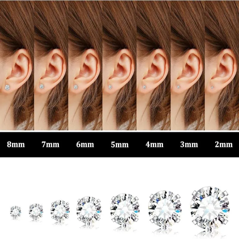Multi-Pair Set of Stainless Steel Hypoallergenic Flat Back Stud Earrings
