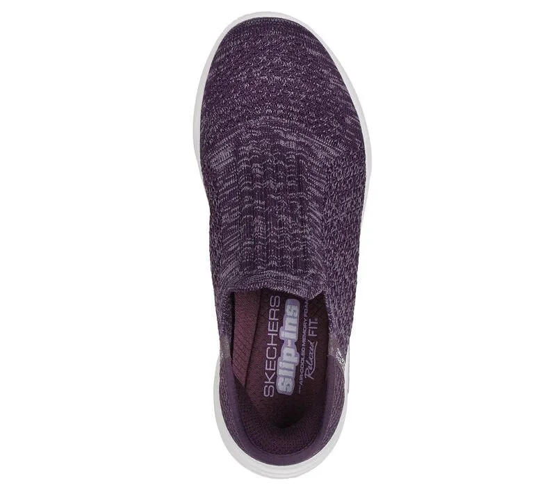 Skechers Ladies Dark Purple Relaxed Fit Sport Slip In Shoes