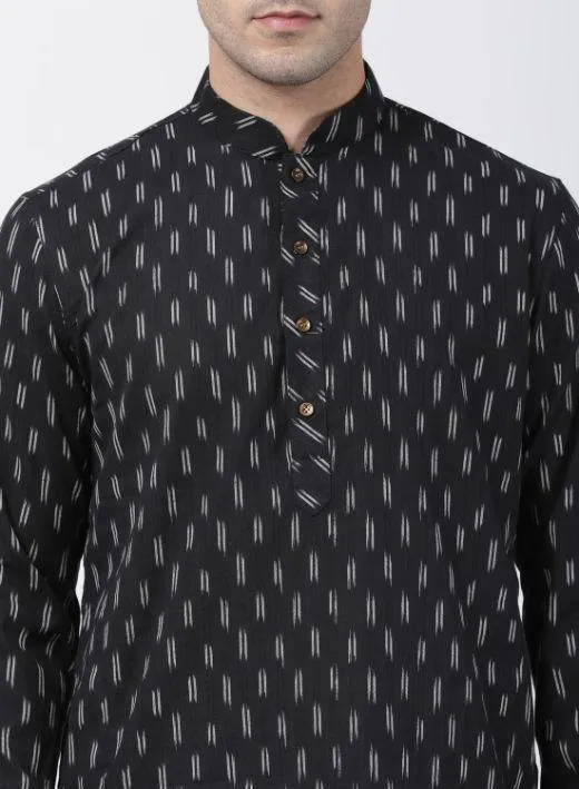 VASTRAMAY Men's Black Pure Cotton Kurta and Pyjama Set